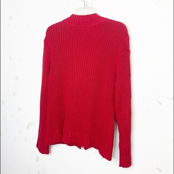 CHICOS red ribbon cable knit cardigan - Picture 8 of 9